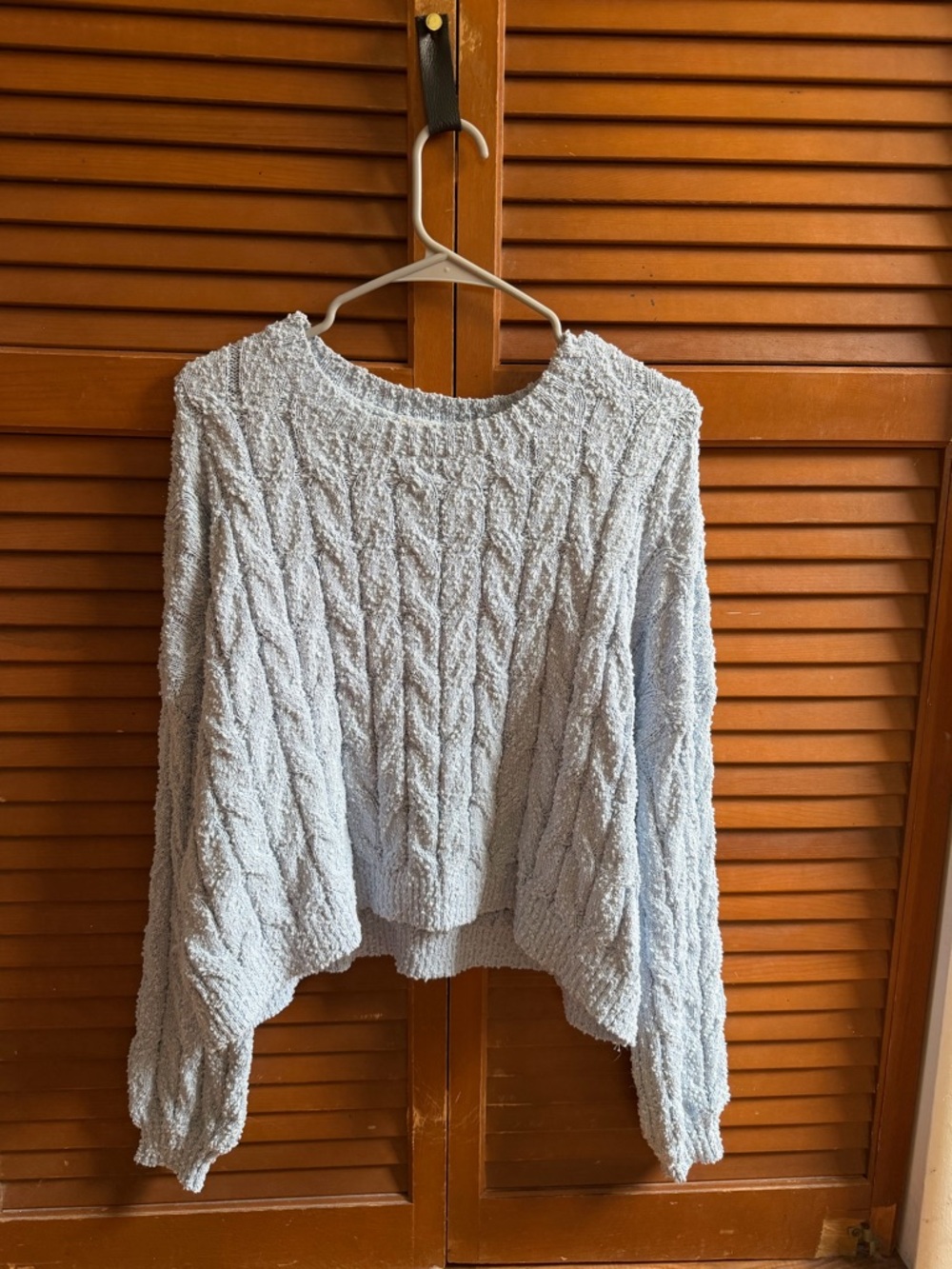Altar'd State Light Blue Cable Knit Scoop-Neck Sweater